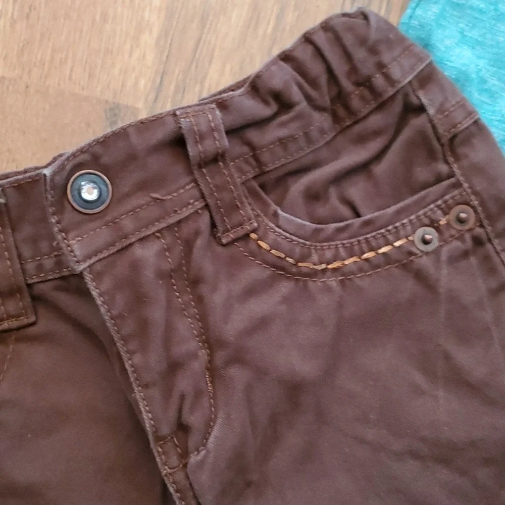Xhilaration Desert Natural Wonder Aqua Top with Faded Glory Brown Metallic Pants